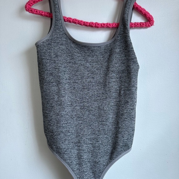 Colsie Charcoal Ribbed Bodysuit - Picture 1 of 3